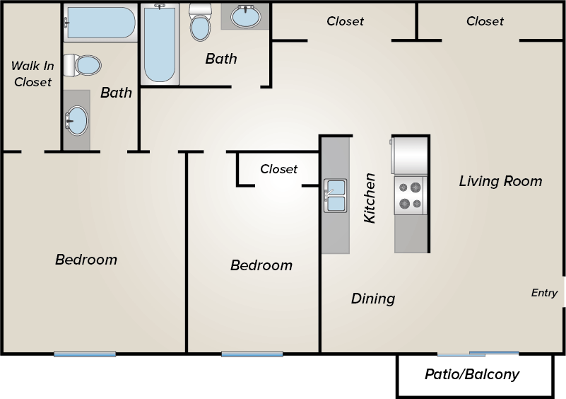 2 BEDROOM 2 BATH Floor Plan 4